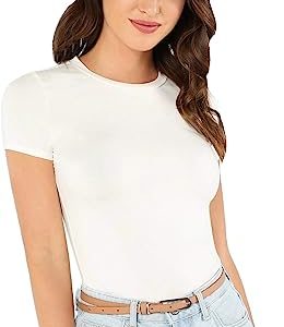 Women's Solid Basic Tee Round Neck T-Shirt Tops